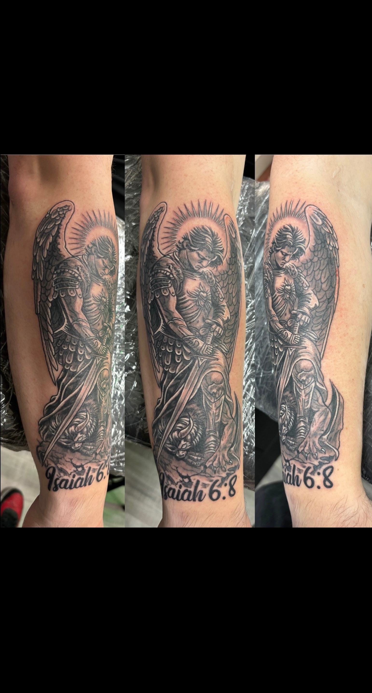 Randy DeShong archangel Isaiah 6:8 tattoo