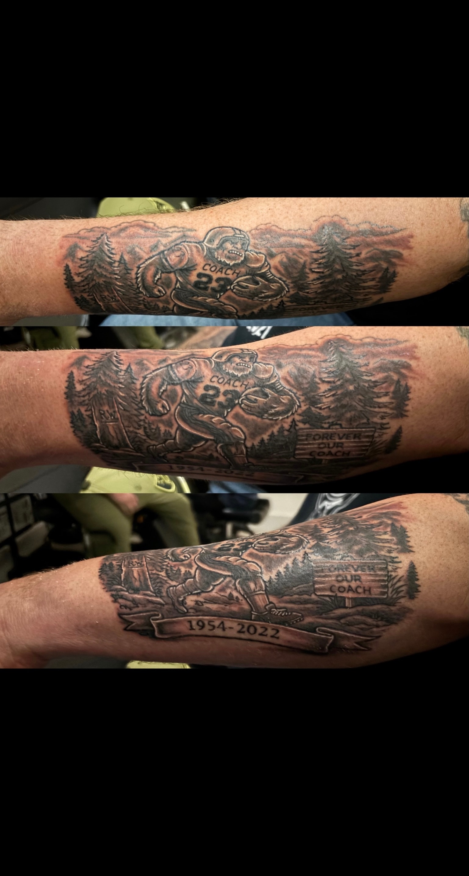 Randy DeShong Forever Our Coach memorial tattoo