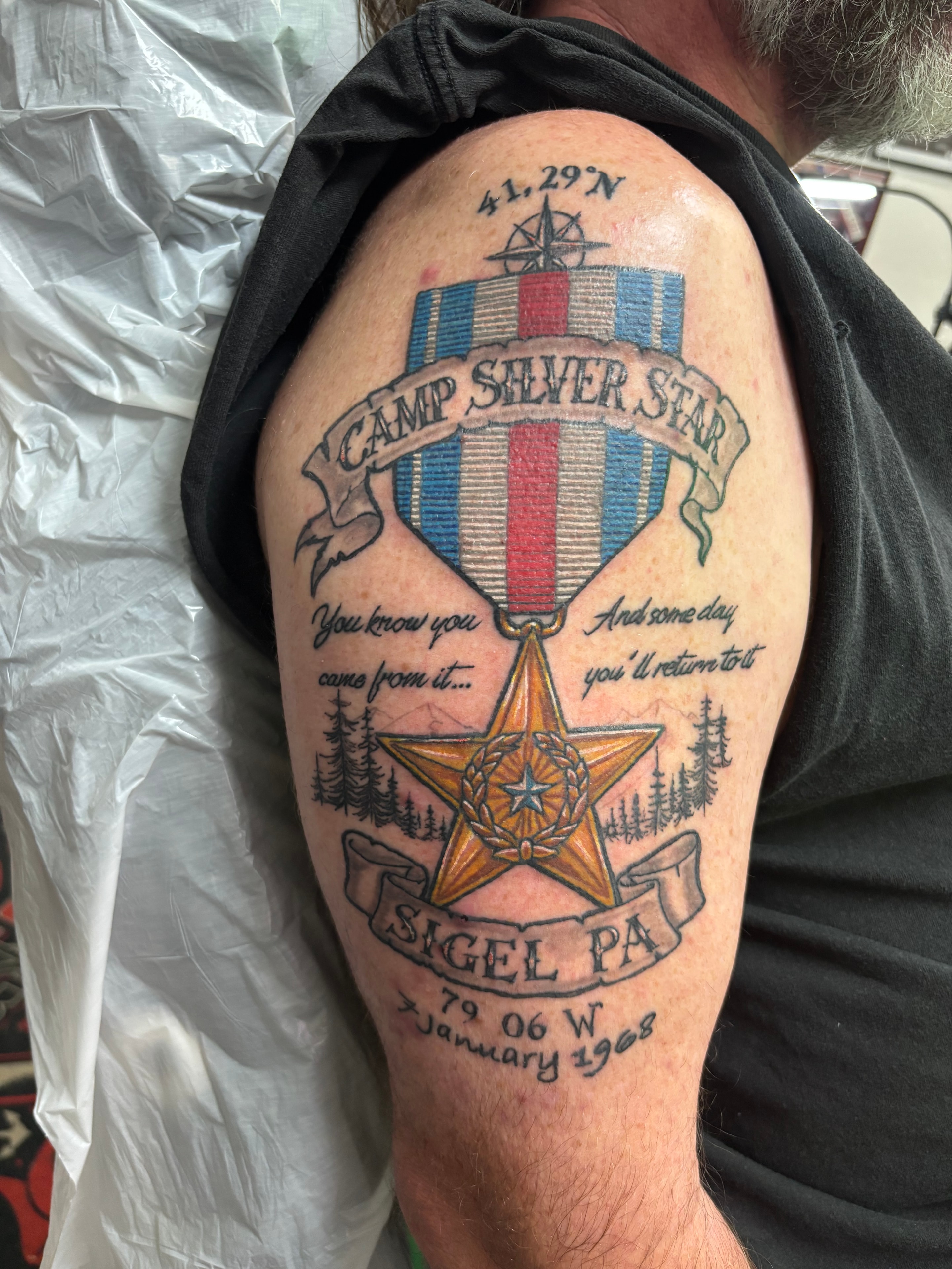 Randy DeShong Camp Silver Star Sigel PA memorial arm tattoo