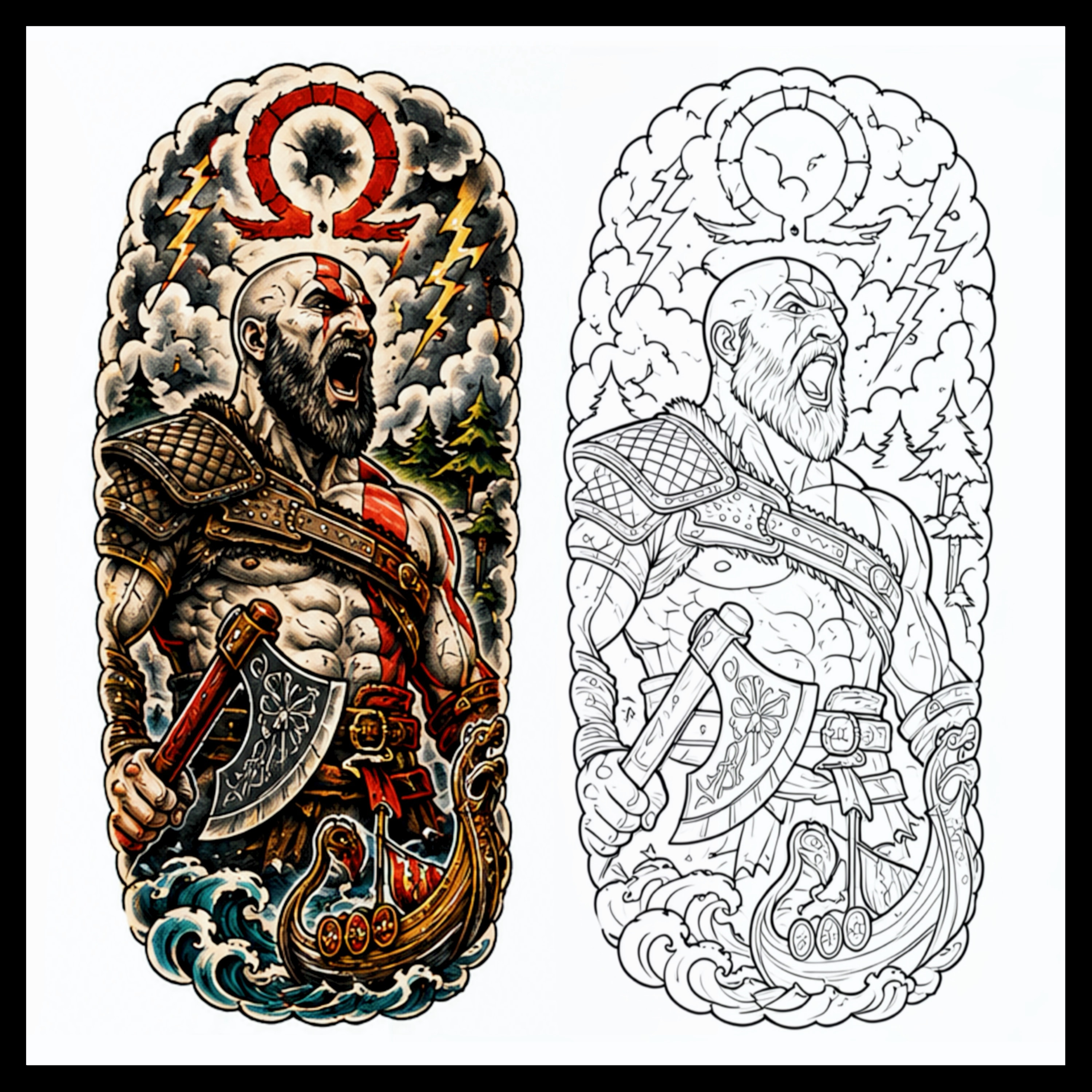 Illustrated tattoo artwork design